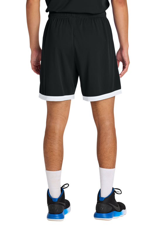 Sport-Tek Rival Basketball 7 Short - Black/ White - back