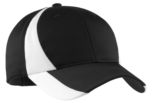 Sport-Tek Dry Zone Nylon Colorblock Cap - Black/ White - front