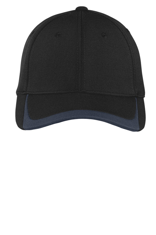 Sport-Tek Pique Colorblock Cap - Black/ Graphite - flat front