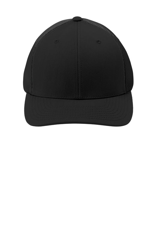 Sport-Tek Flexfit Air Mesh Back Cap - Black/ Black - flat front