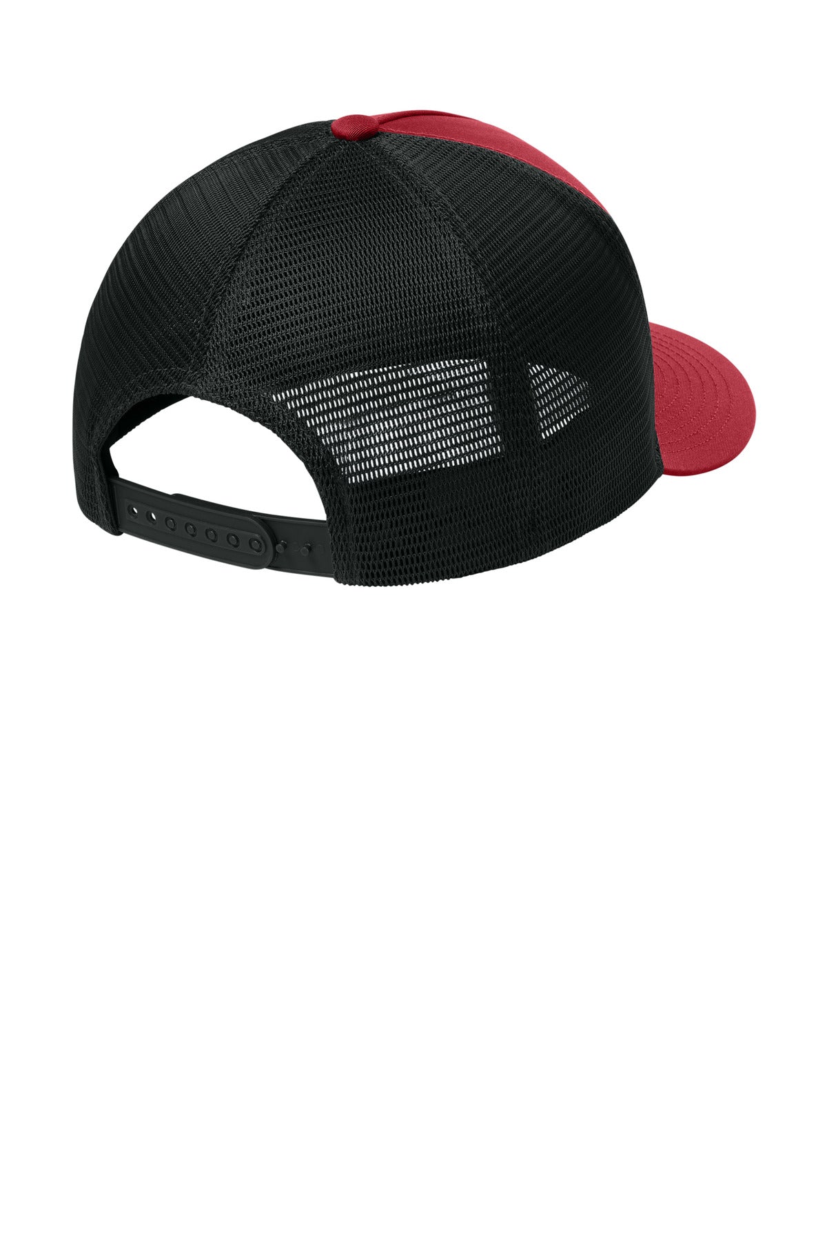 Sport-Tek Stretch-Tek 5-Panel Trucker Cap - Deep Red/ Black - flat back