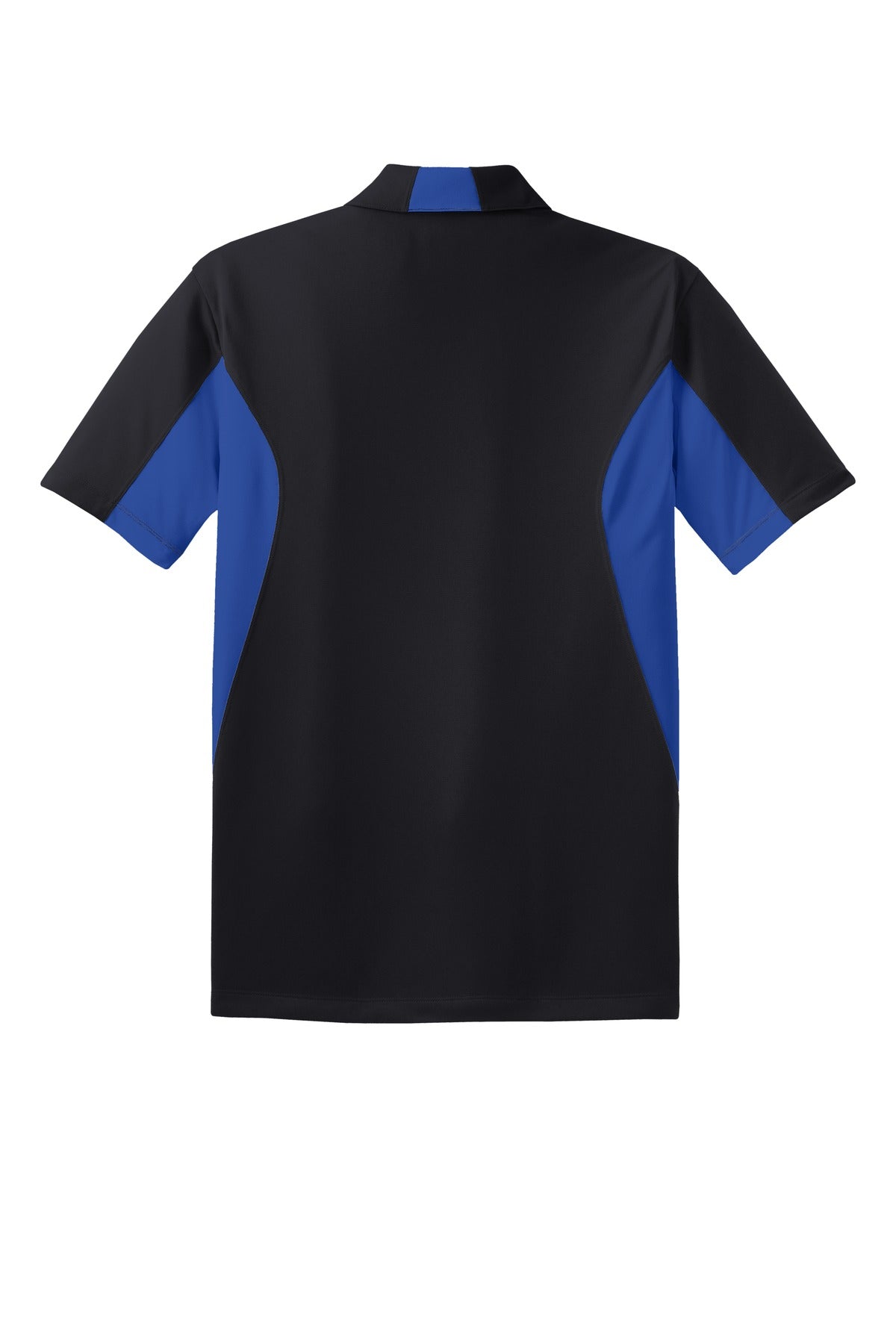 Sport-Tek Tall Side Blocked Micropique Sport-Wick Polo - Black/ True Royal - flat back