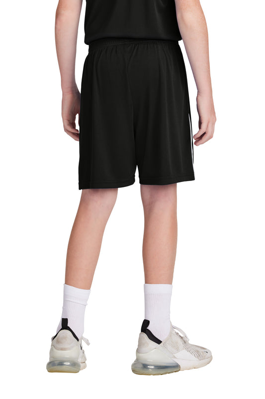 Sport-Tek Youth Competitor United 5 Short - Black/ White - back