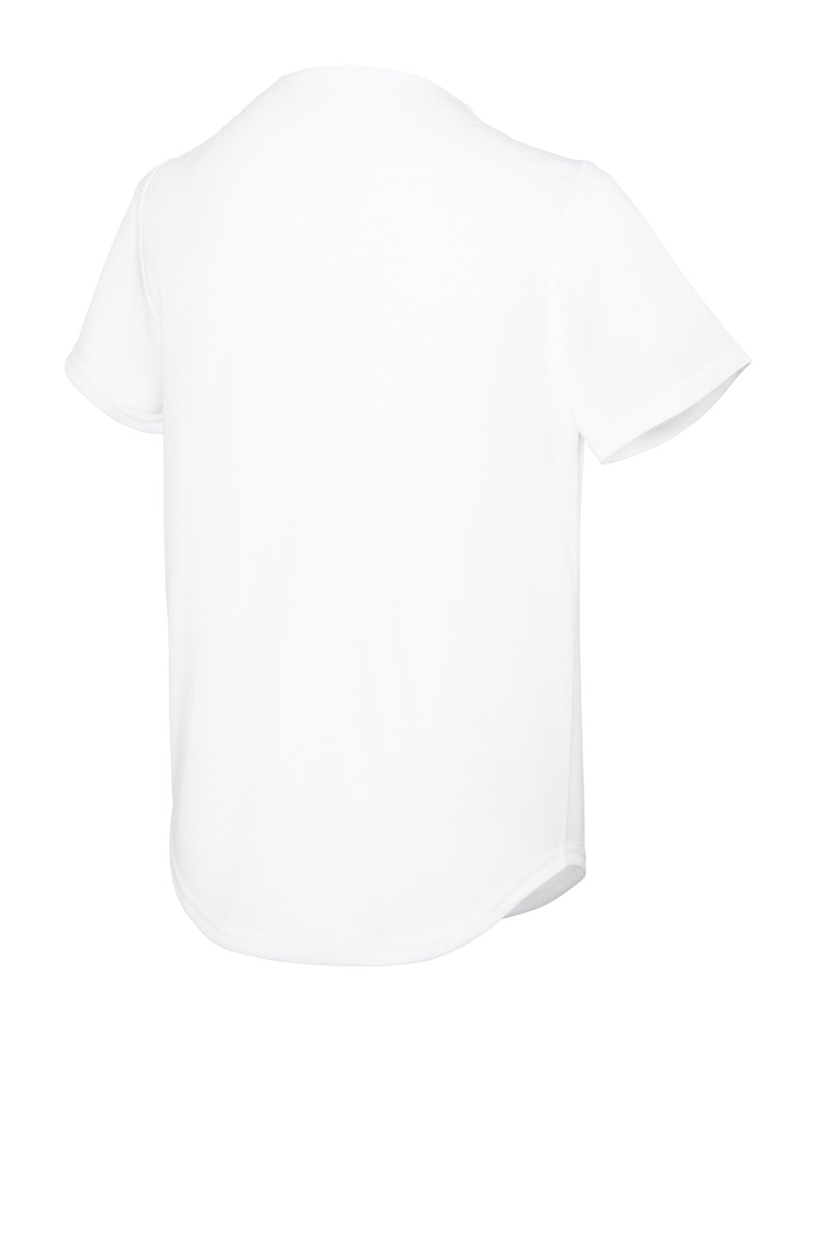Sport-Tek Youth PosiCharge Tough Mesh Full-Button Jersey - White - flat back