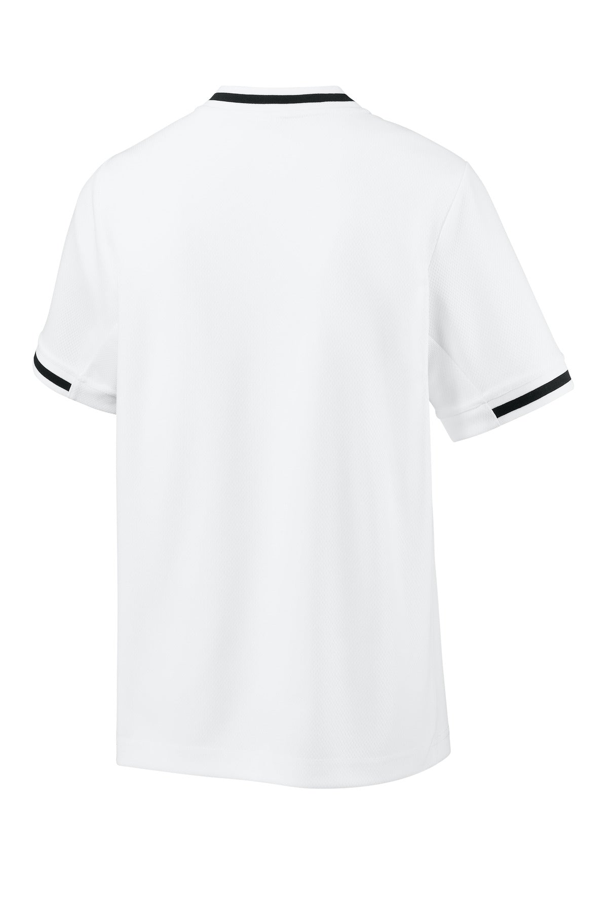 Sport-Tek Youth Tough Mesh V-Neck Baseball Jersey - White - flat back