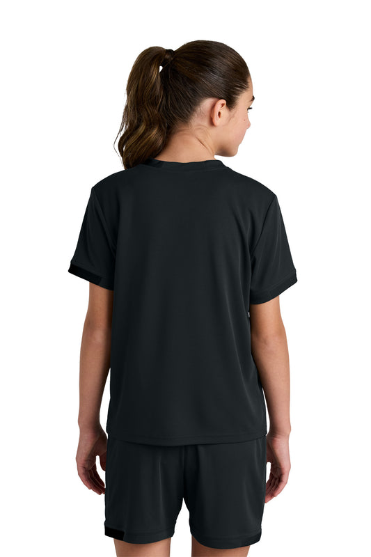 Sport-Tek Youth Club Short Sleeve Crew - Black/ Black - back