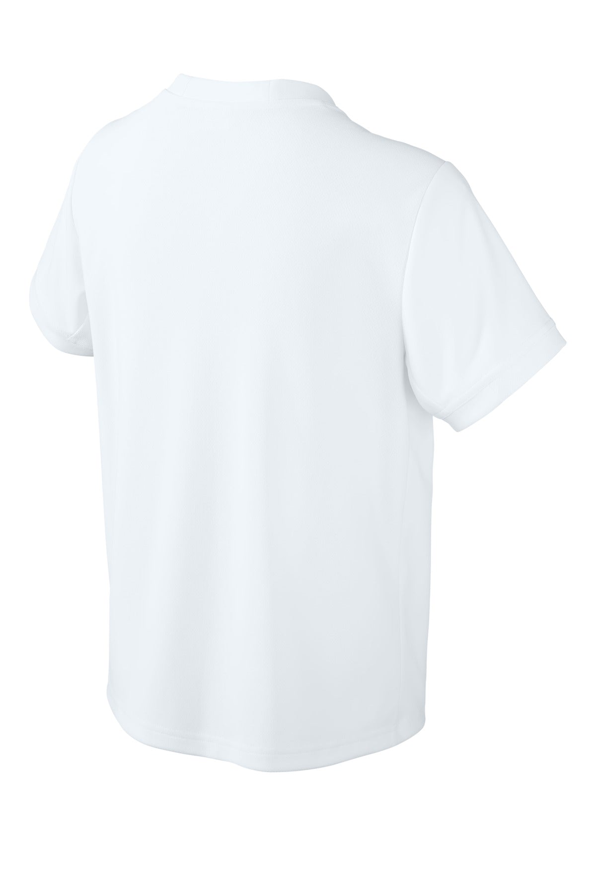 Sport-Tek Youth Club Short Sleeve Crew - White/ White - flat back