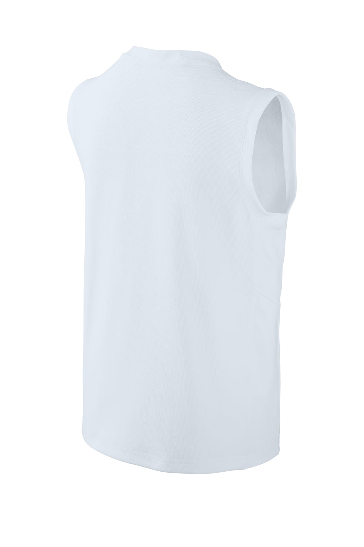 Sport-Tek Youth Club Sleeveless V-Neck - White/ White - flat back
