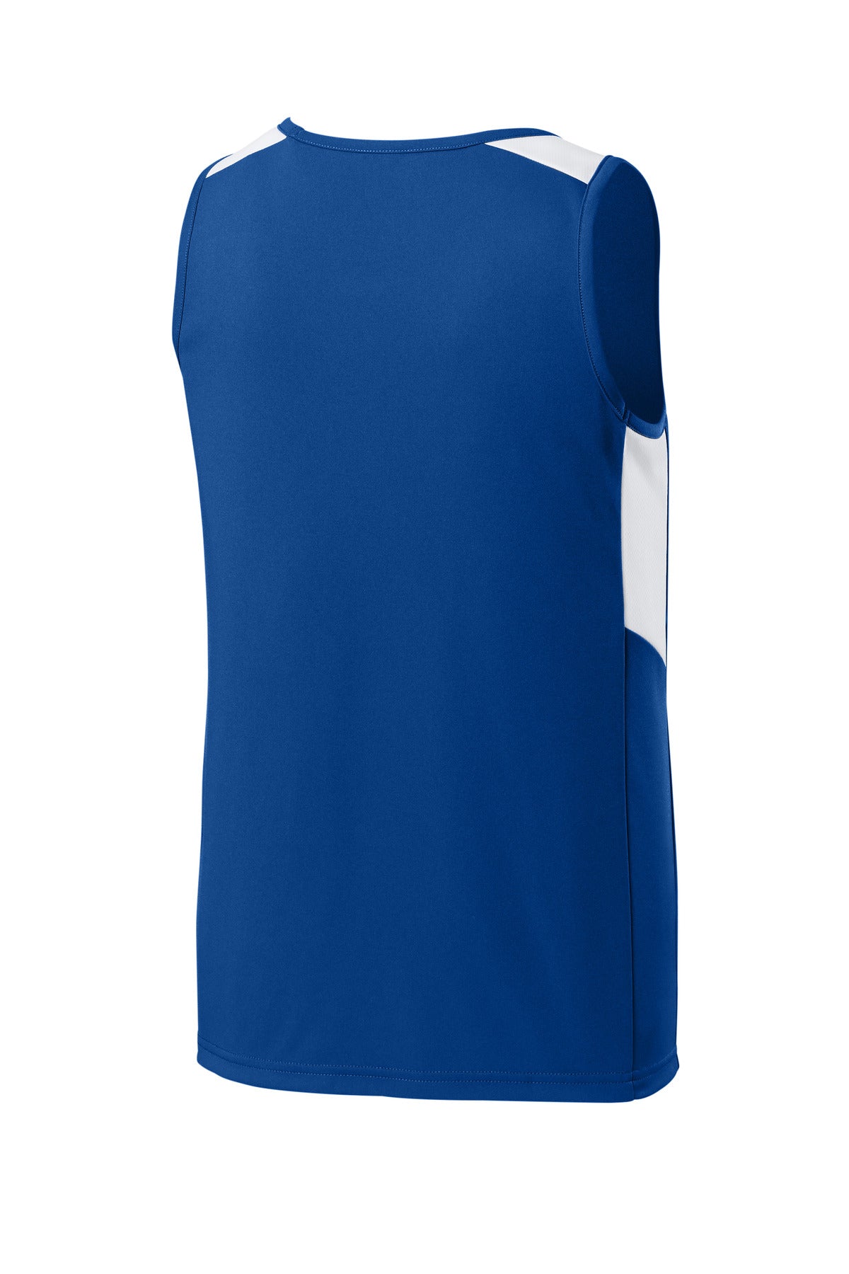 Sport-Tek Youth Club Track Tank - True Royal/ White - flat back