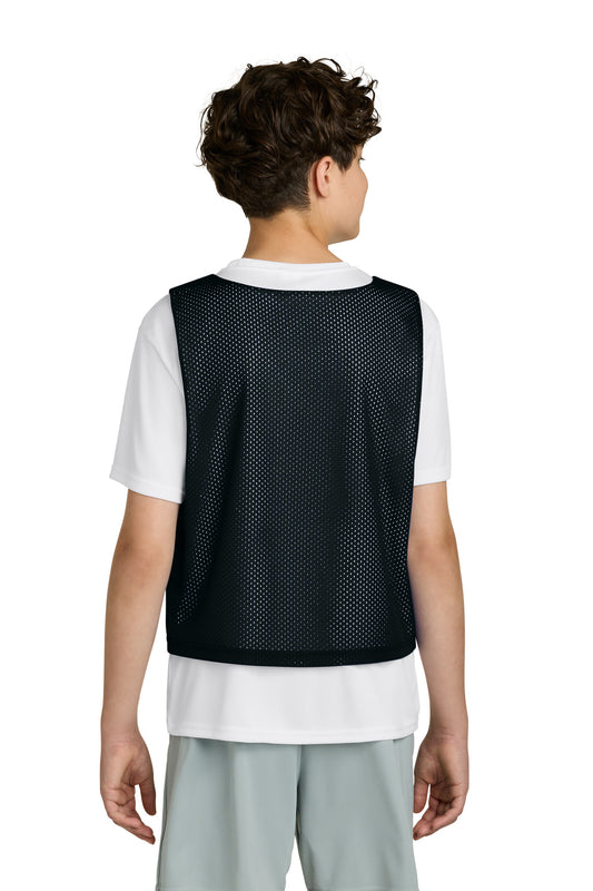 Sport-Tek Youth Lacrosse Reversible Pinnie - Black/ White - back