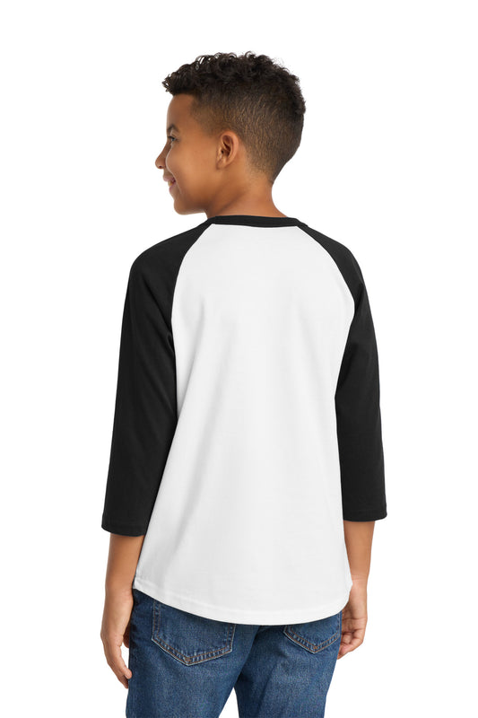 Sport-Tek Youth Colorblock Raglan Jersey - White/ Black - back