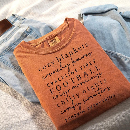 Cozy Fall Sweatshirt or Hoodie â Autumn Vibes with Pumpkins, Crisp Mornings, Football & More â Perfect Fall Clothing for Chilly Days