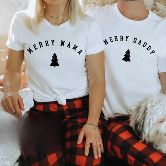 Merry Mama Matching Christmas Shirts – Holiday T-Shirt, Sweatshirt, or Hoodie Set for Parents