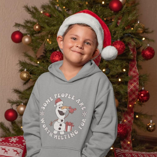 Kids Unisex Olaf Some People Are Worth Melting Shirt, Hoodie, or Sweatshirt – Cute Winter-Inspired Graphic Design