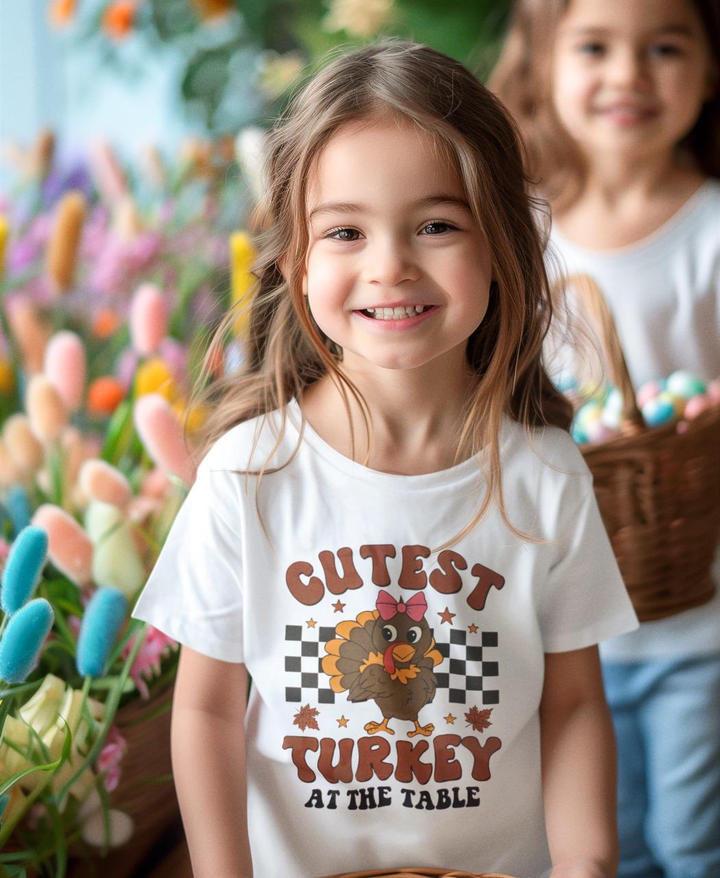 Cutest & Coolest Turkey on the Table Kids Sweatshirt, Hoodie, or T-Shirt - Thanksgiving Turkey Design for Kids, Toddler Thanksgiving Outfit