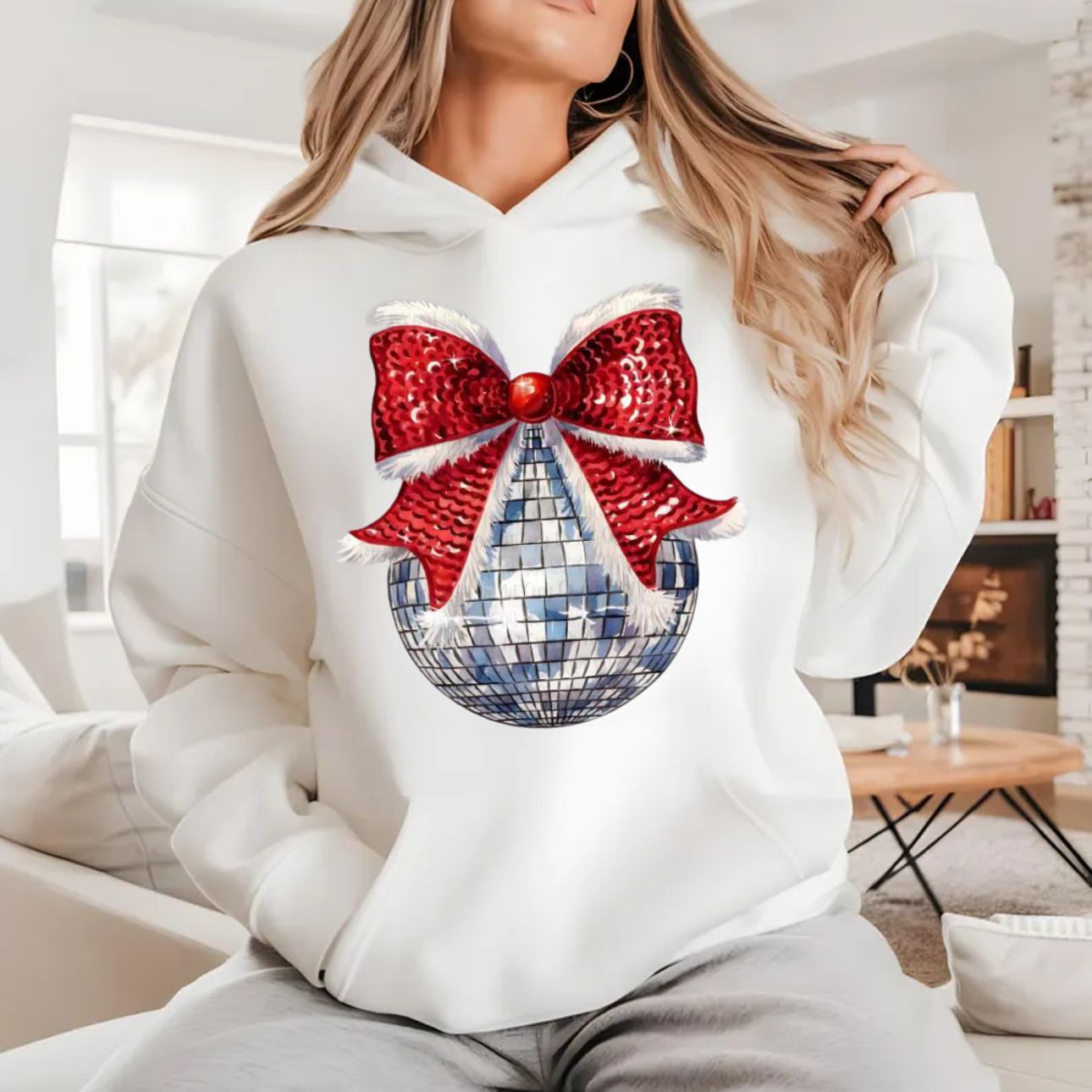 Red Bow Disco Ball Christmas Shirt