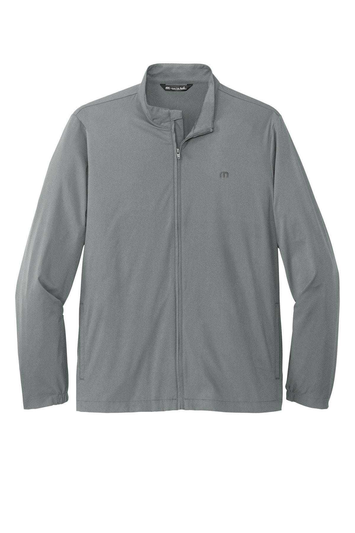 TravisMathew Surfside Full-Zip Jacket in Quiet Shade Grey Heather, front flat