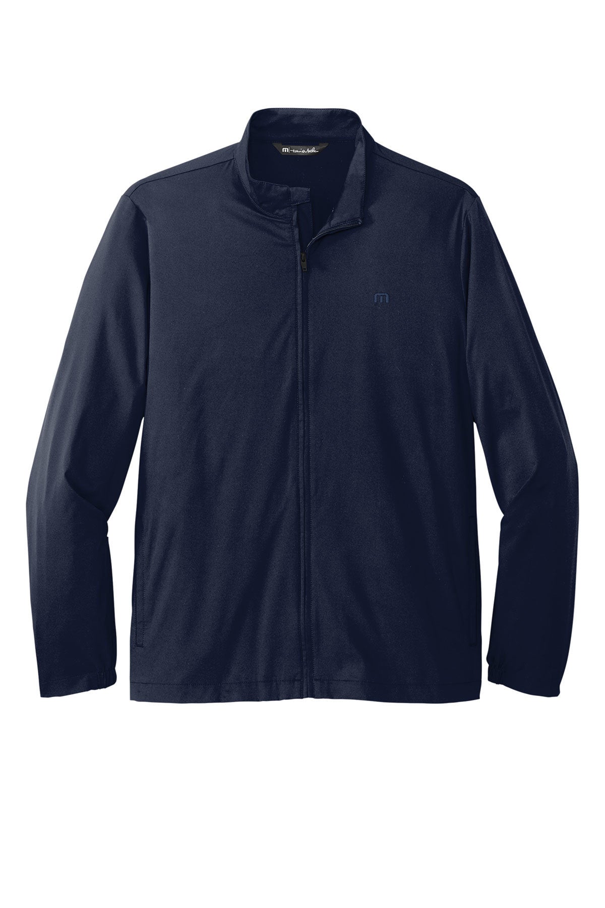 TravisMathew Surfside Full-Zip Jacket in Vintage Indigo/ Black, front flat