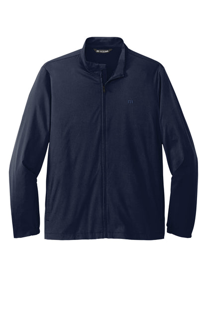TravisMathew Surfside Full-Zip Jacket in Vintage Indigo/ Black, front flat