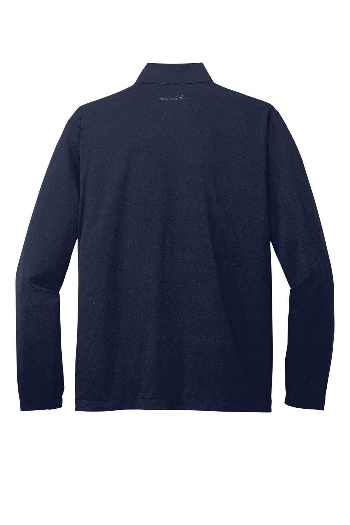 TravisMathew Surfside Full-Zip Jacket in Vintage Indigo/ Black, back flat