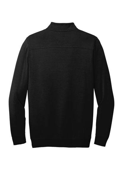 TravisMathew Newport 1/4-Zip Fleece in Black, back flat