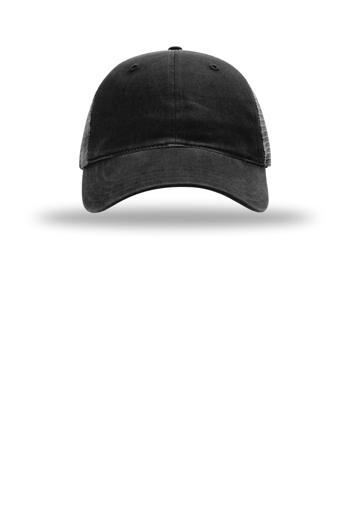 Richardson Garment Washed Trucker - Black - flat front