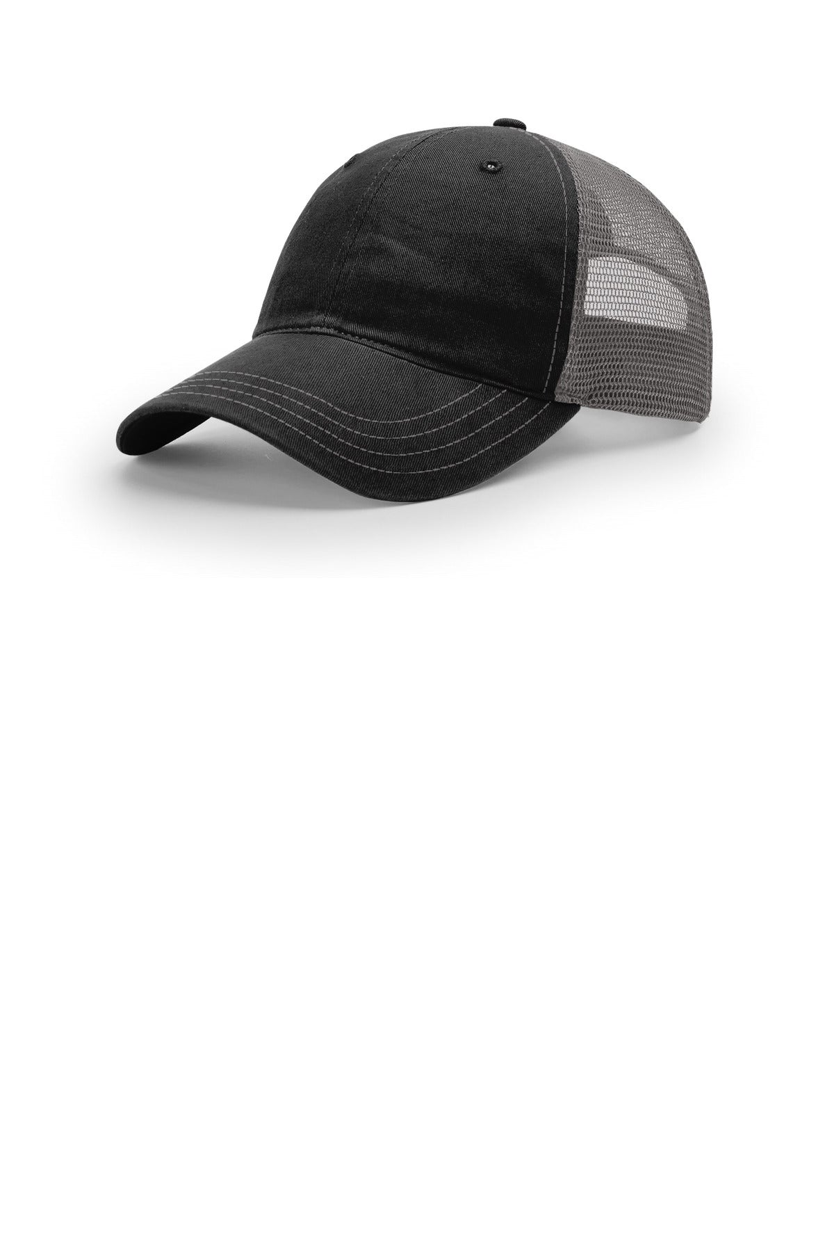 Richardson Garment Washed Trucker - Black/ Charcoal - front