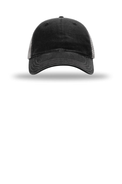 Richardson Garment Washed Trucker - Black/ Charcoal - flat front