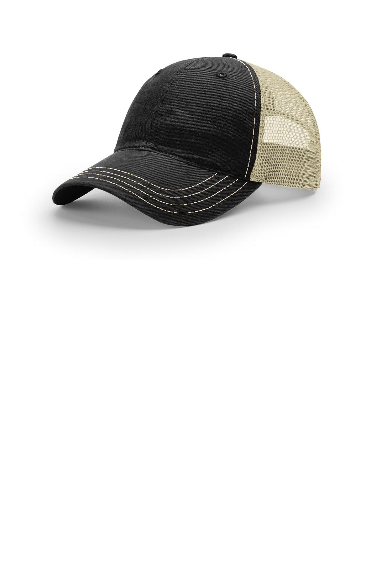 Richardson Garment Washed Trucker - Black/ Khaki - front