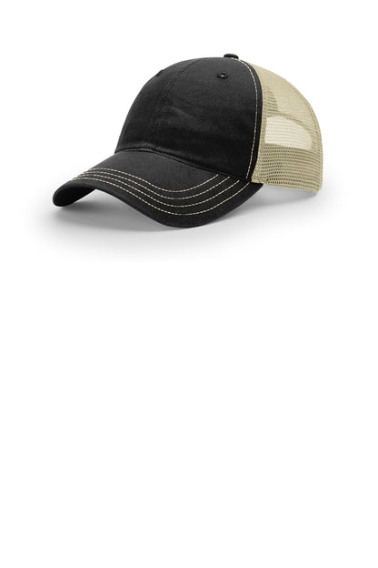 Richardson Garment Washed Trucker - Black/ Khaki - front