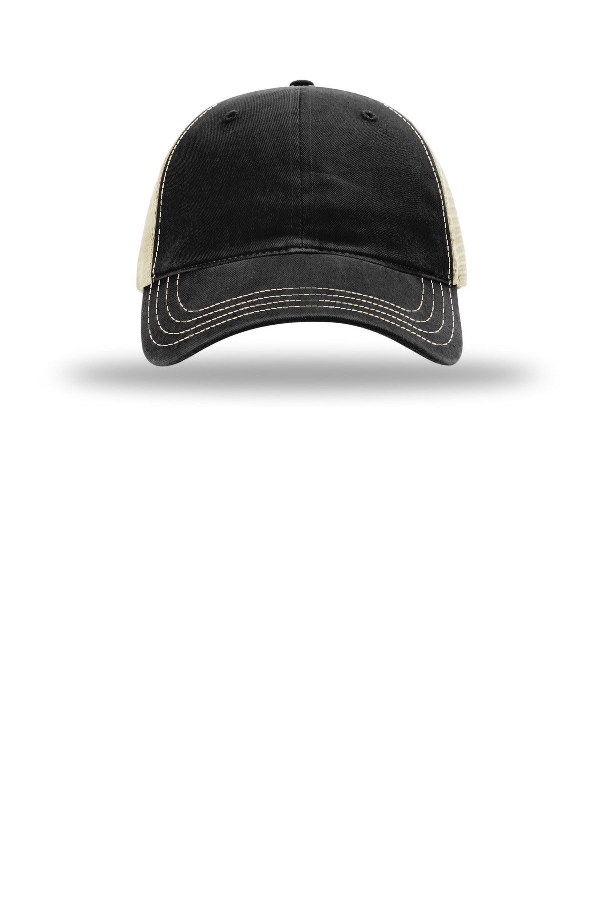Richardson Garment Washed Trucker - Black/ Khaki - flat front