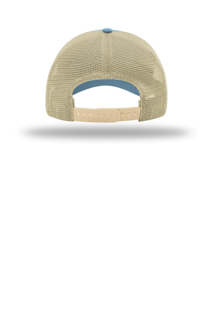Richardson Garment Washed Trucker - Columbia Blue/ Khaki - flat back
