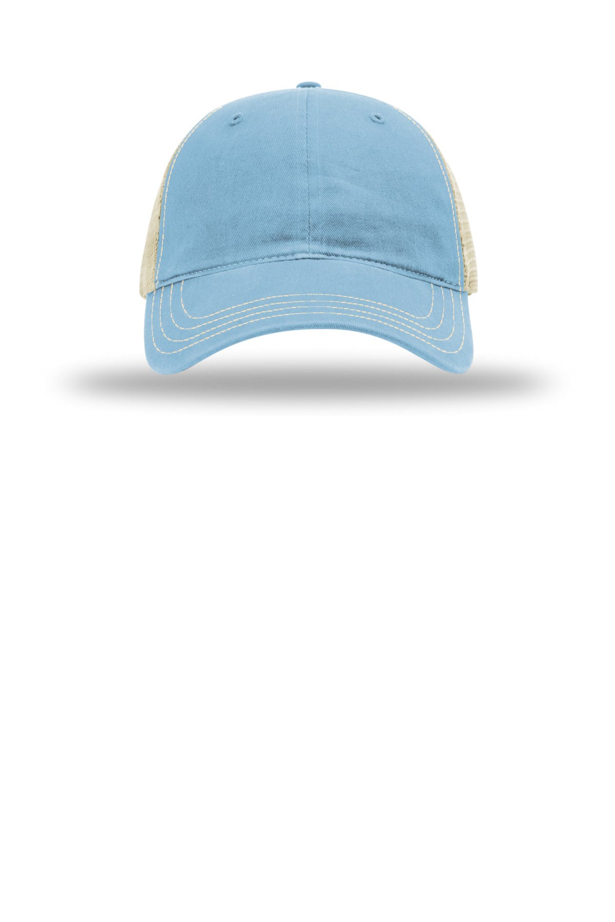 Richardson Garment Washed Trucker - Columbia Blue/ Khaki - flat front