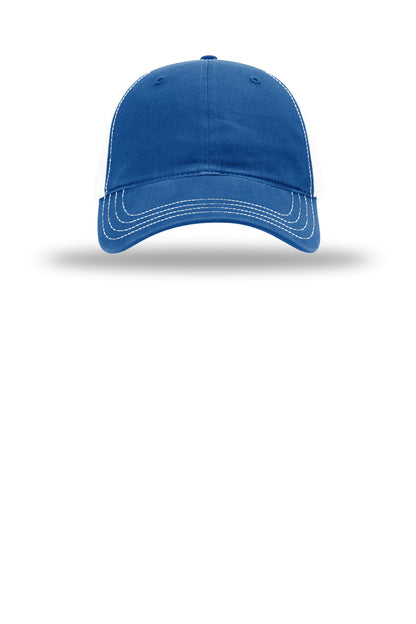 Richardson Garment Washed Trucker - Royal/ White - flat front