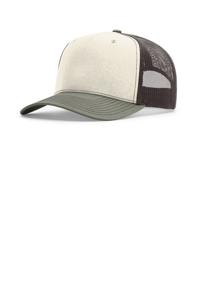 Richardson Five-Panel Champ Trucker - Birch/ Brown/ Loden - front