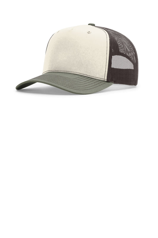 Richardson Five-Panel Champ Trucker - Birch/ Brown/ Loden - front