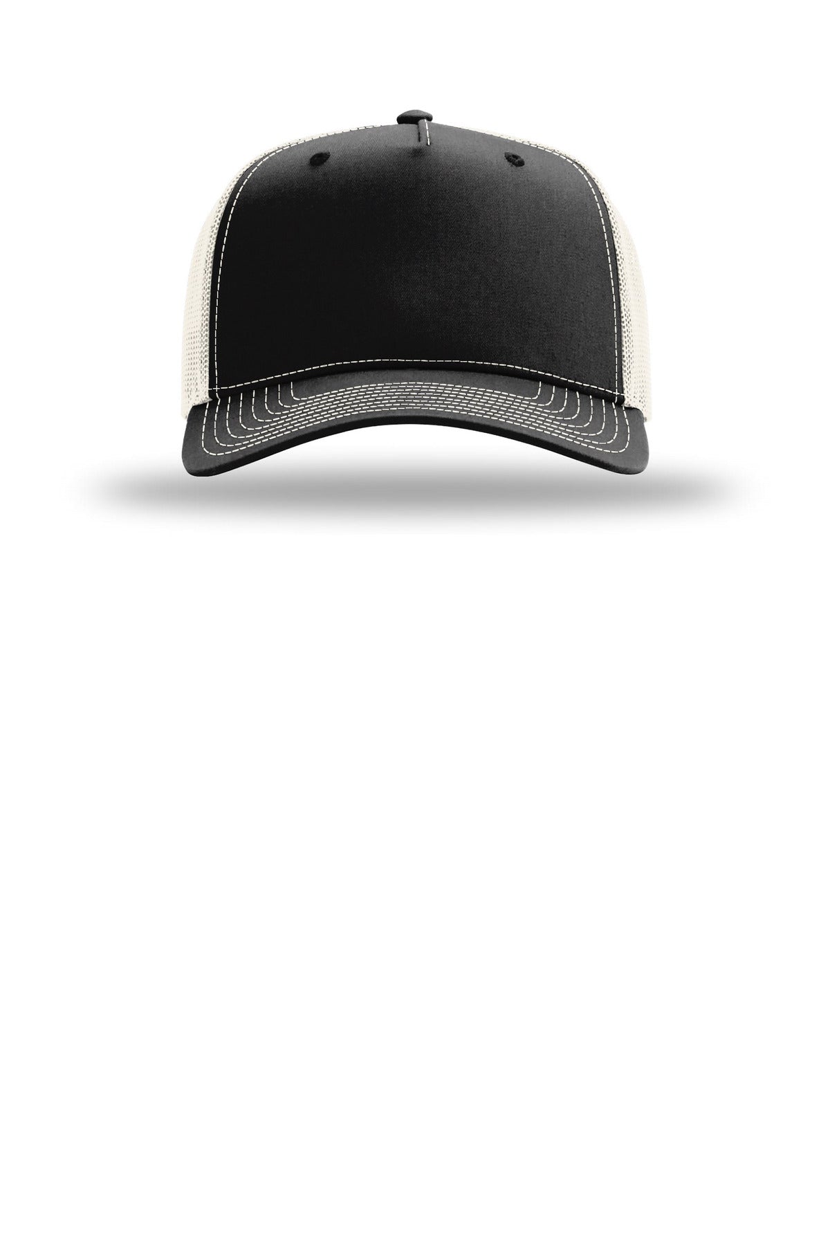 Richardson Five-Panel Champ Trucker - Black/ Birch - flat front