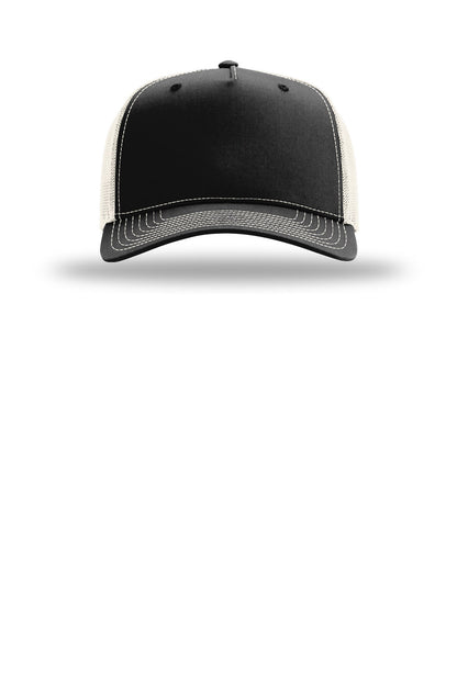 Richardson Five-Panel Champ Trucker - Black/ Birch - flat front