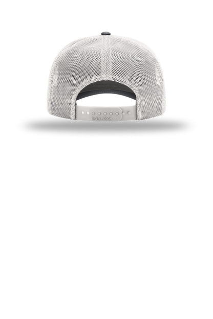 Richardson Five-Panel Champ Trucker - Charcoal/ Ice Grey - flat back