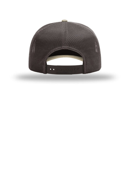 Richardson Five-Panel Champ Trucker - Khaki/ Coffee - flat back