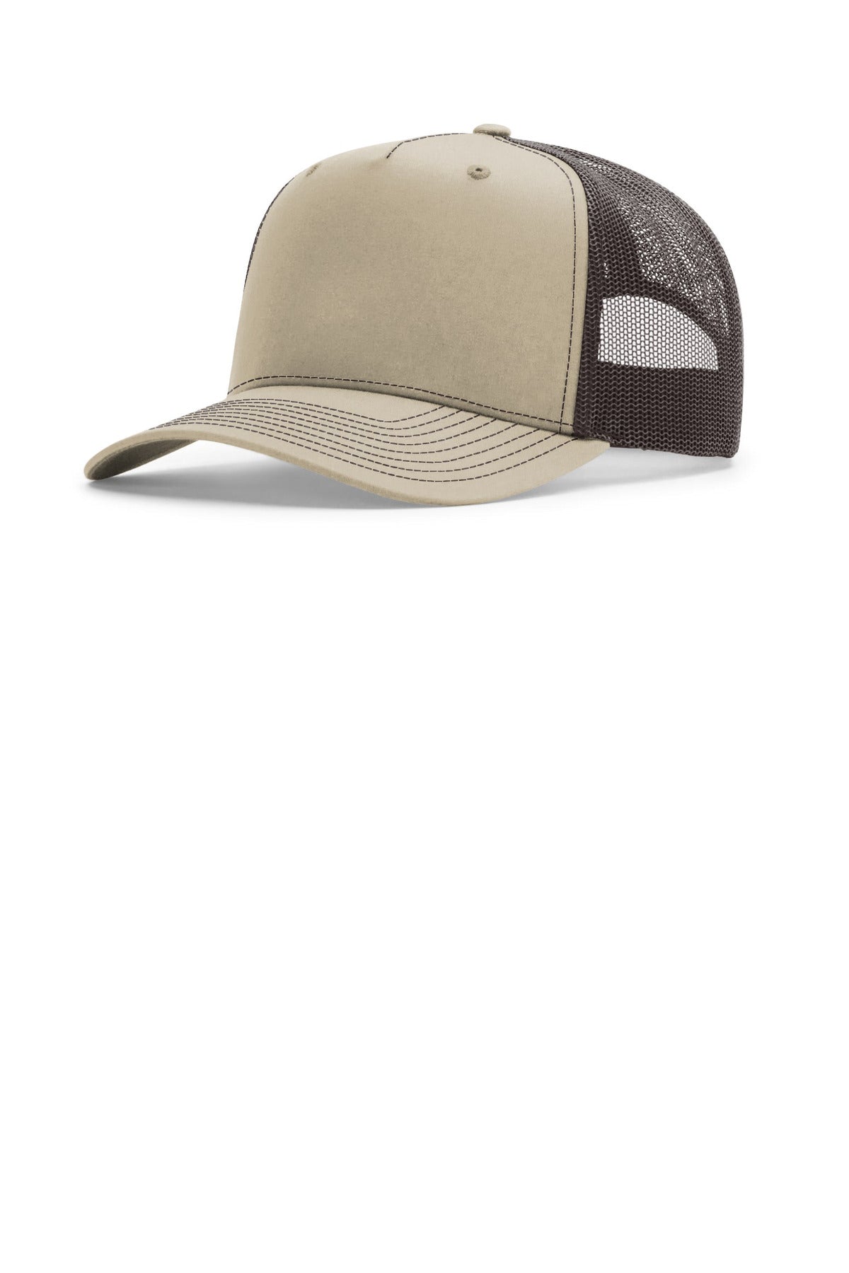 Richardson Five-Panel Champ Trucker - Khaki/ Coffee - front
