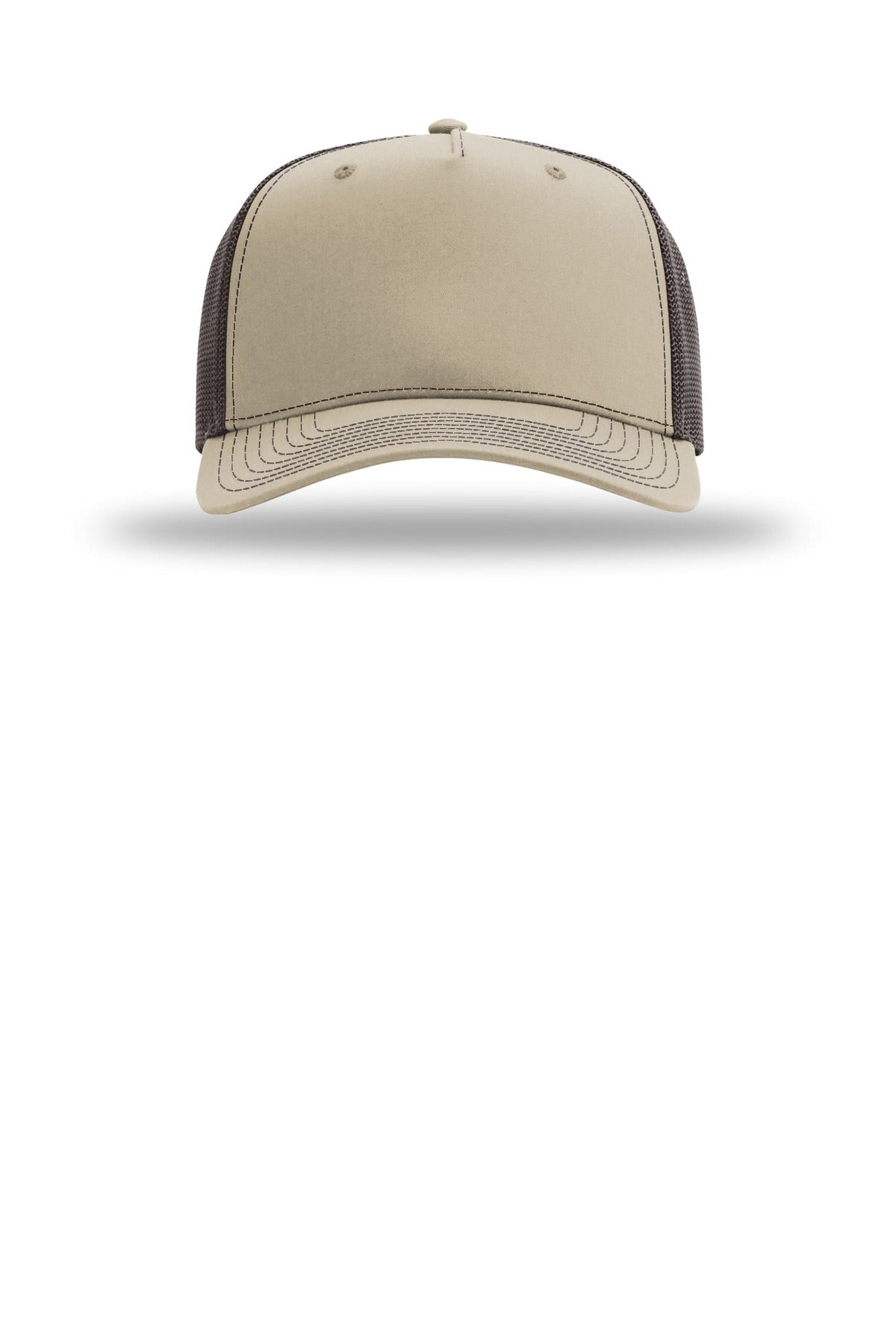 Richardson Five-Panel Champ Trucker - Khaki/ Coffee - flat front