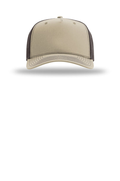 Richardson Five-Panel Champ Trucker - Khaki/ Coffee - flat front