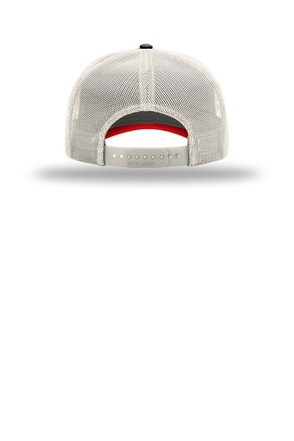 Richardson Five-Panel Champ Trucker - Navy/ Birch/ Red - flat back