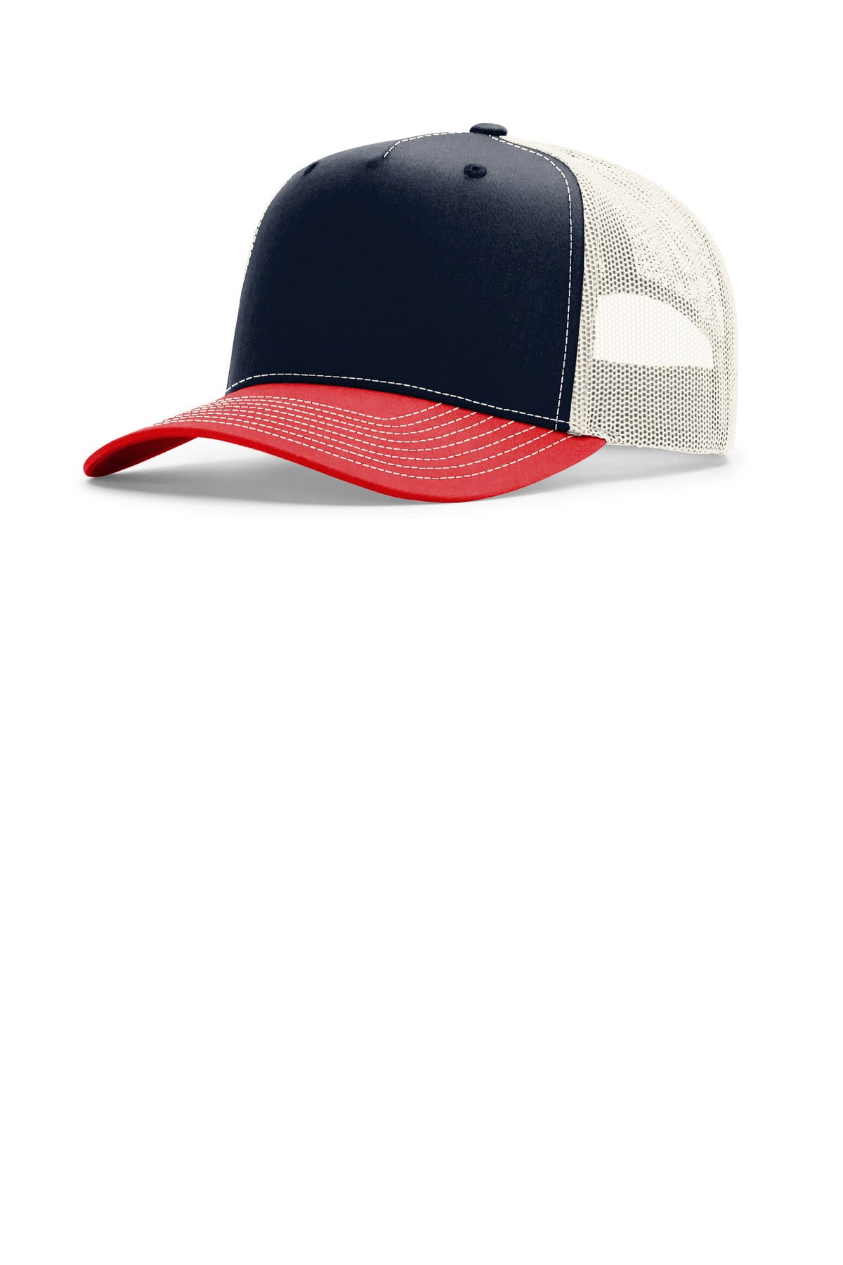 Richardson Five-Panel Champ Trucker - Navy/ Birch/ Red - front