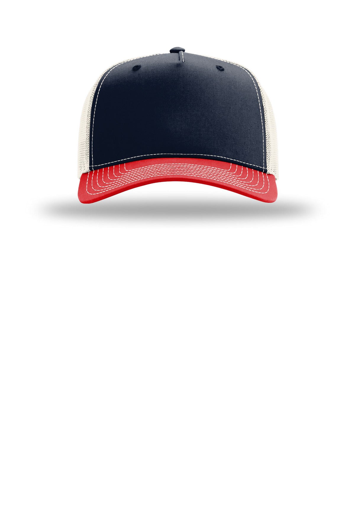Richardson Five-Panel Champ Trucker - Navy/ Birch/ Red - flat front