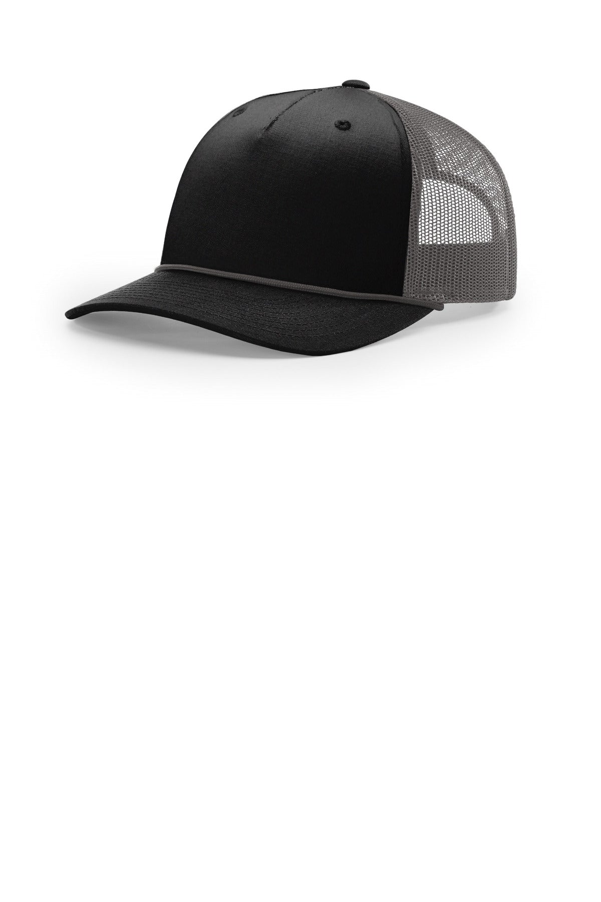 Richardson Five-Panel with Rope - Black/ Charcoal/ Charcoal - front