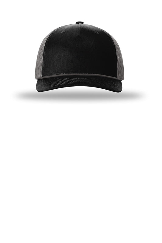 Richardson Five-Panel with Rope - Black/ Charcoal/ Charcoal - flat front