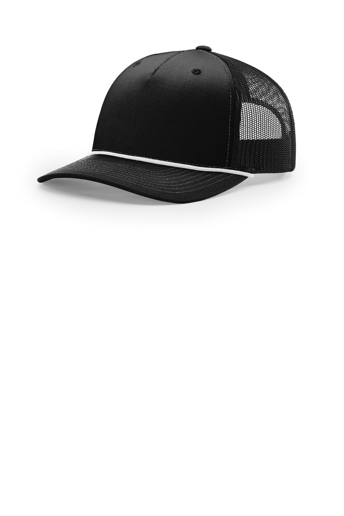 Richardson Five-Panel with Rope - Black/ White - front