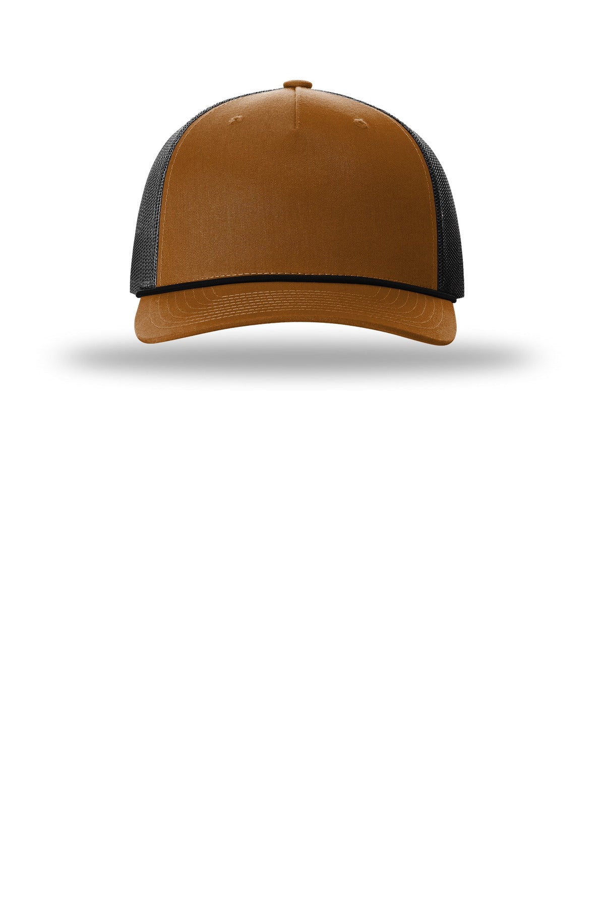 Richardson Five-Panel with Rope - Caramel/ Black/ Black - flat front